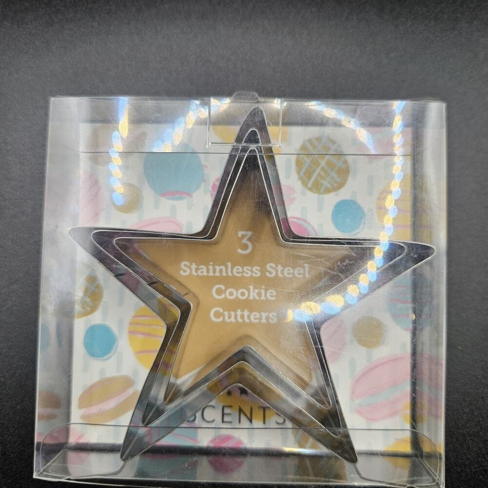 Scentsy Stainless Steel Star Cookie Cutter Set of 3 Baking Cookie Decorating NEW